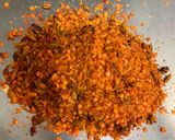 A picture of step 6 of Paneer Aloo stuffed bhindi with achari masala.