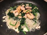 Super Healthy Cellophane noodles with shrimps mussels pork fried vegetables