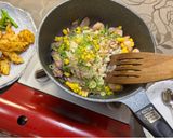 A picture of step 11 of Fried Beef and Shrimp Rice on the Table.