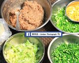 A picture of step 6 of Dumplings (Cabbage Filling + Chive Filling + Corn & Scallion Filling) (Video).