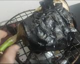 A picture of step 1 of Baingan/eggplant bharta.