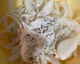 A picture of step 4 of Green bean casserole with homemade fried onions.
