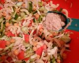 A picture of step 4 of Vegetarian Pasta Chaat/Salad.