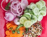 A picture of step 2 of Colour full veggies salaid.