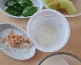 A picture of step 1 of Melon, Basil, and Ginger Lassi 🇮🇳.