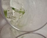 A picture of step 2 of Blue pea magic layered mocktail.