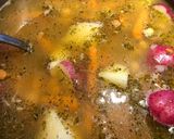 A picture of step 8 of Bok Choy Soup with Chick Peas.