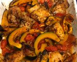 A picture of step 3 of 3 step autumn roast pumpkin and chicken 🍂.