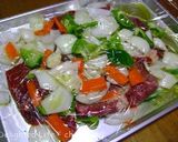A picture of step 2 of Beef Steak with Lots of Veggies.