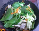A picture of step 7 of Bok Choy and Mushrooms in Oyster Sauce.
