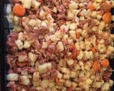 A picture of step 2 of Pasty Pie (pass-tee). Similar to a Meat Pie..