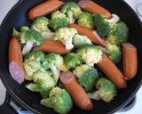 A picture of step 1 of Pan-fried Broccoli & Sausages.