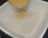 A picture of step 1 of Moong Dal Khichadi.