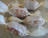 A picture of step 6 of Easy Meat Wrapped Cheese Onigiri Using Kitchen Parchment Paper.