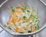 A picture of step 3 of Bibimbap Style Namul & Crumbly Ground Meat over Rice.