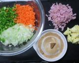 A picture of step 1 of Omelette with Lots of Vegetables and Cheese.