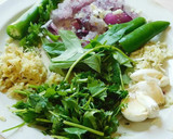 A picture of step 1 of A Healthy Adai Dosai with Quinoa with red amaranth leaves.