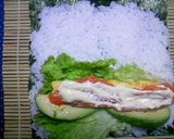 A picture of step 5 of Salmon and Avocado Fat Sushi Rolls (Futomaki).