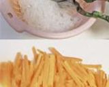 A picture of step 1 of Reduced Calorie Shirataki Noodle and Pork Kinpira.