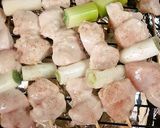 A picture of step 3 of Yakitori With Umeboshi-Mayonnaise and Wasabi-Mayonaise Sauces.