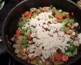 A picture of step 2 of Croissant topper chicken pot pie.