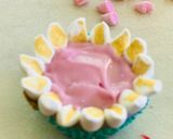 A picture of step 4 of Eggless cupcakesDecorated with buttercream, fondant and marshmallows.