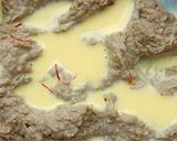 A picture of step 3 of Moong Dal Halwa.