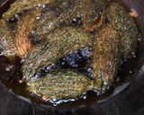 A picture of step 2 of Bharwa karele (bitter gourd).