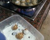 A picture of step 5 of chicken meatballs in chicken cream soup sauce.