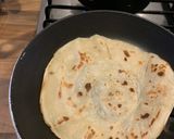 A picture of step 2 of Butter chicken with instant Roti bread.