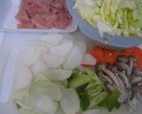 A picture of step 1 of Simmered Udon Noodle Hot Pot with Melting Cheese and Tomato.