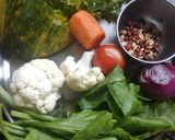 A picture of step 1 of Khichadi palak roll.