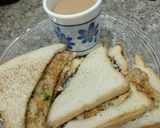 A picture of step 4 of Bread omlate (with tea).