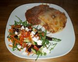 A picture of step 7 of "no pasta" lasagne.