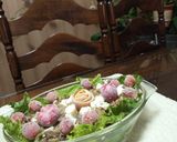 Cézár-saláta friss kaporral kefirrel - medvehagymával cukormentes pácolt sertéshússal recept fázis 11 fotója