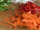 Espaguetis con pollo <agridulce >