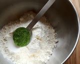 A picture of step 3 of Pancake Mix Matcha Chocolate Scone.