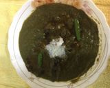 A picture of step 5 of Sarson Ka Saag,Makki Ki Rotis, turnips Bhaji,hot dry fruits Gur.