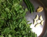A picture of step 1 of Dhaniya Chicken.
