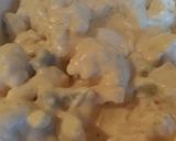 A picture of step 4 of Mandys cauliflower/broccoli cheese bake.