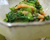 A picture of step 7 of Nanohana and Squid with Gochujang.