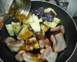 A picture of step 5 of Eggplant and Bacon with Poached Egg.
