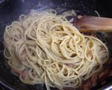 A picture of step 6 of Pasta for Lunch! My Family's Favorite Pasta Carbonara.
