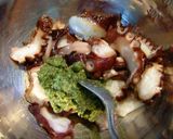 A picture of step 2 of Octopus Carpaccio with Genovese Sauce.