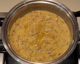 A picture of step 7 of Risoni Risotto with Saffron Tofu and Romano Bean Cream.