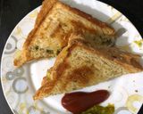 A picture of step 3 of Corn and capscium sandwich.