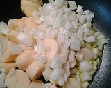 A picture of step 1 of Eggs potatoes and peas.