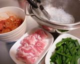 A picture of step 1 of Pork, Kimchi and Cellophane Noodles Stir-fry.