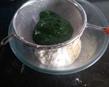 A picture of step 3 of Palak paneer khandvi.