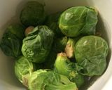 A picture of step 1 of Sheryl's Brussel Sprouts.